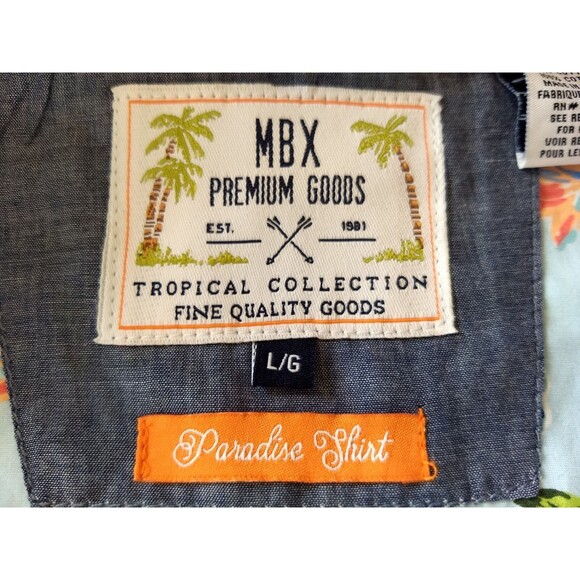 MBX Paradise Shirt Short Sleeve Premium Goods Tropical Button Down Mens L - Picture 5 of 16